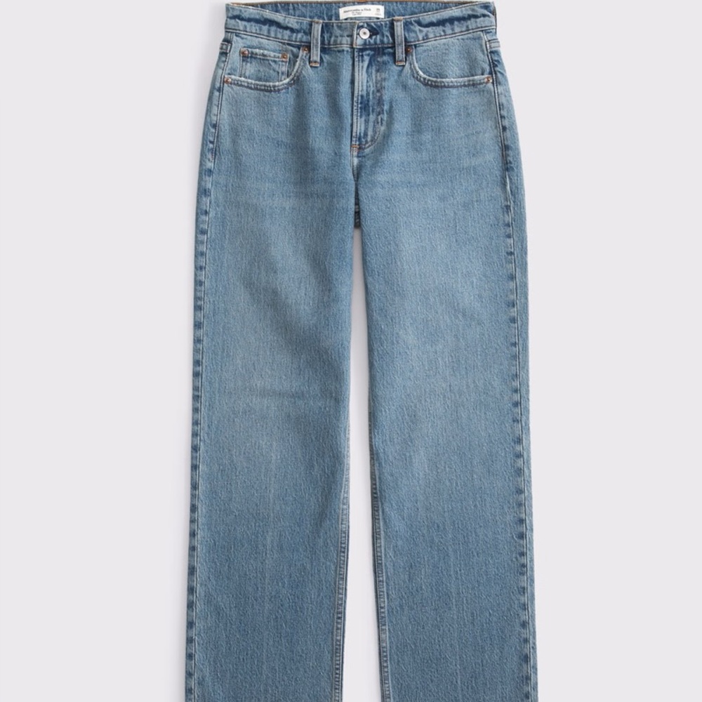 Abercrombie Curve Love Low Rise Baggy Jeans Raw Hem Wide Leg 33